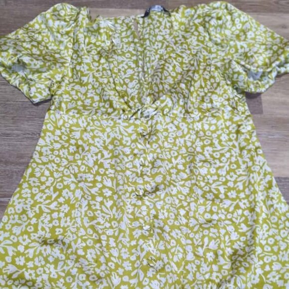 Zara Dresses & Skirts - NWOT Zara XL Dress Green Floral Mini Ruffle Coquette Fairy Cottage Core